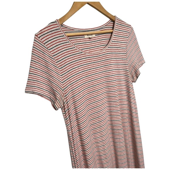 Madewell Swingy Tee Sacramento Striped Scoop Neck Short Sleeve Red Blue Dress M - Picture 6 of 16